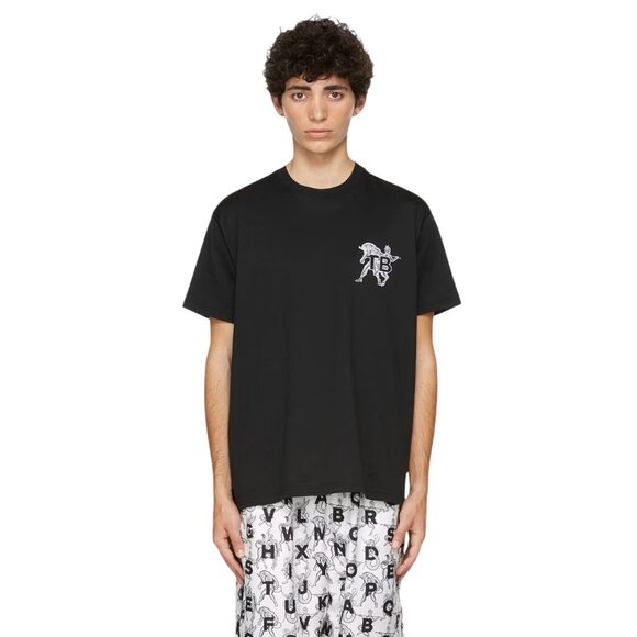 Burberry Mythical Alphabet Small 'TB' Short Sleeve T-Shirt in Black - Picture 2 of 4